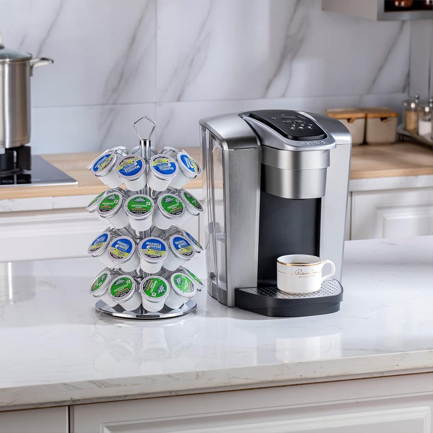 Rice rat K cup Holder Storage Coffee Capsules Pod Holder Carousel 4 Tier Compatible with 36 K-Cup Pods