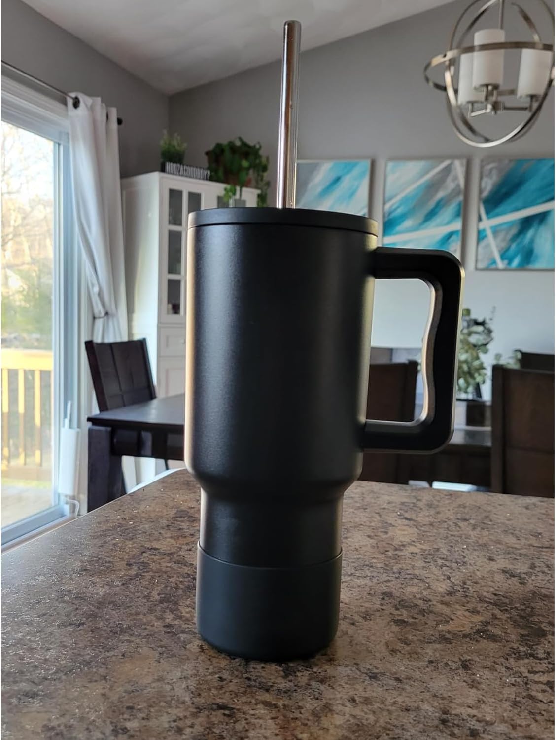 dcieiosul Set of 4 Reusable Metal Straws, Long Stainless Steel Straw with Cleaning Brushes and Case, Drinking for 40 oz and 30 oz Tumblers