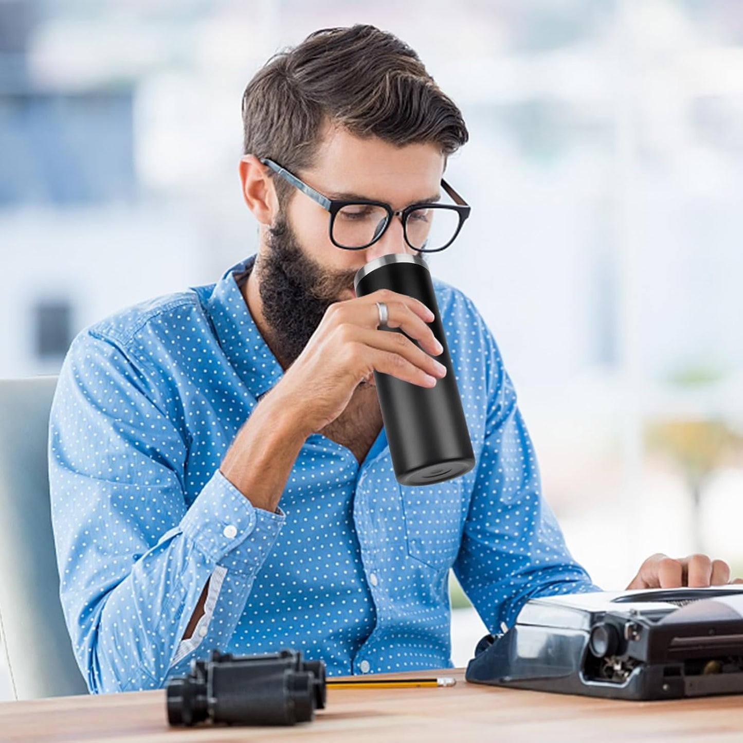 20 oz Skinny Tumblers with Lid and Straw,Stainless Steel Vacuum Insulated Tumbler Cup Double Wall Travel Coffee Mug, Thermal Water Tumbler for Hot and Cold Drinks(Black,8)