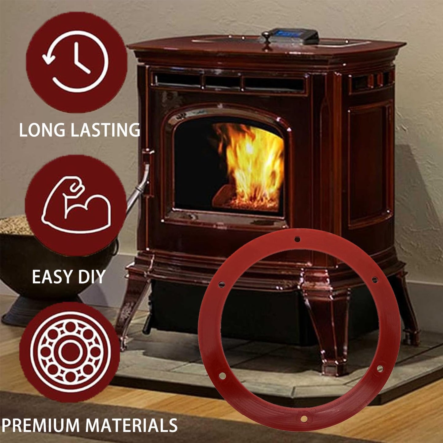 6 Inch Gasket Compatible with Quadrafire Heatilator 812-4710 PelPro Round Silicone Exhaust Fan Combustion Motor Gasket