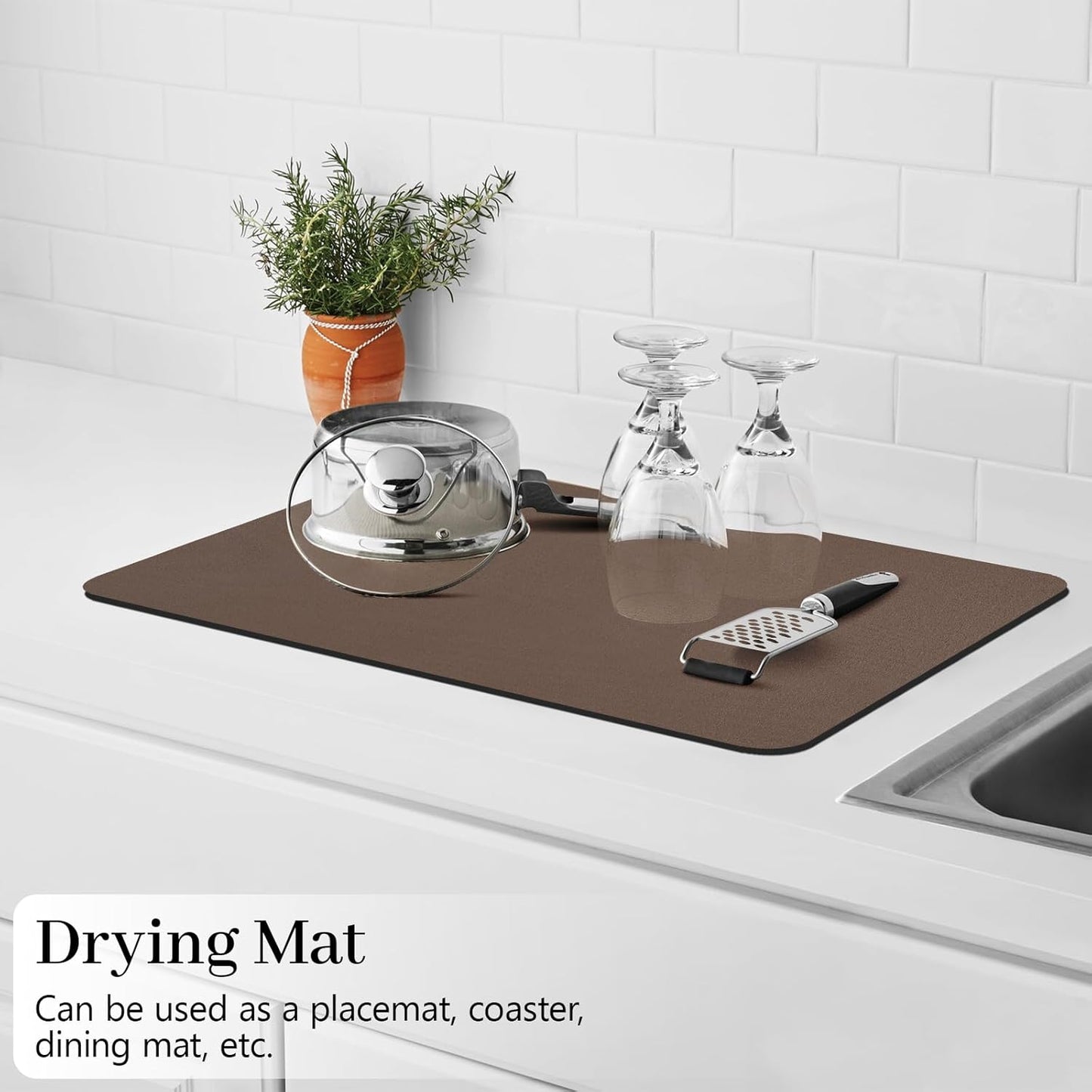 Bloss Absorbent Coffee Mat, Dish Drying Mat for Kitchen Counter Coffee Bar Accessories Espresso Machine, Dish Drainer/Home Improvement(16.1"x24.1", Brown)