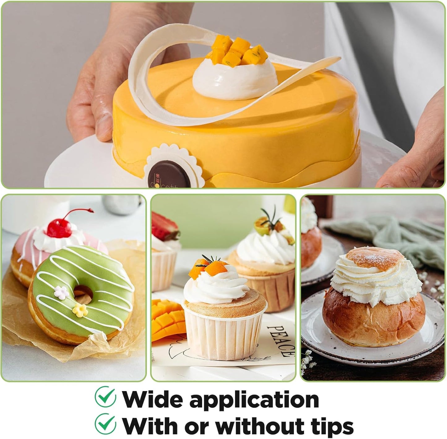 24 Inch Extra Large Piping Bag 200 Pack - Disposable Pastry Bags - Thick Anti-Burst Pastry Icing Frosting Piping Bags For Decorating Cupcakes Cakes Cookies (Large 24 Inch-200 Pack)