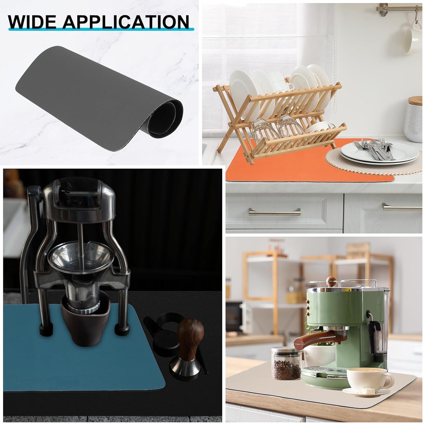 uxcell Silicone Mats for Kitchen Counter, 35.4" x 23.6" Non-Slip Countertop Protector Mat Heat Resistant Coffee Mat Waterproof Table Placemat, Dark Gray