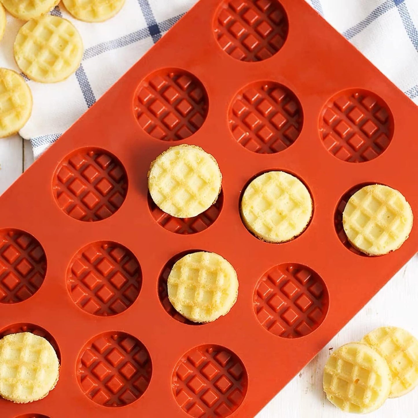 Silicone Waffle Mold Set, 2PCS/Set 20 Cavity Mini Silicone Waffle Mold Waffle Making Mold, Non-stick Cake Cookie Chocolate Making Mold for Baking