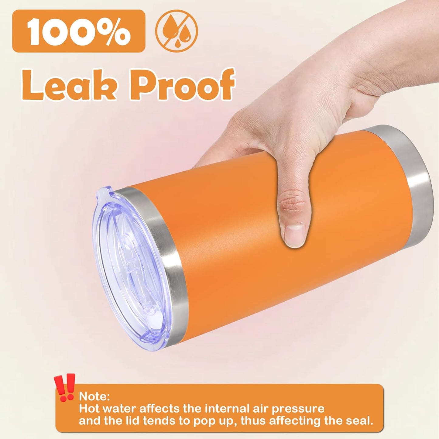 20oz Tumbler Stainless Steel Tumbler Cup with Lid Vacuum Insulated Double Wall Travel Mug, Durable Powder Coated Travel Coffee Tumbler Mug for Hot & Cold Drinks,Orange,4 Pack