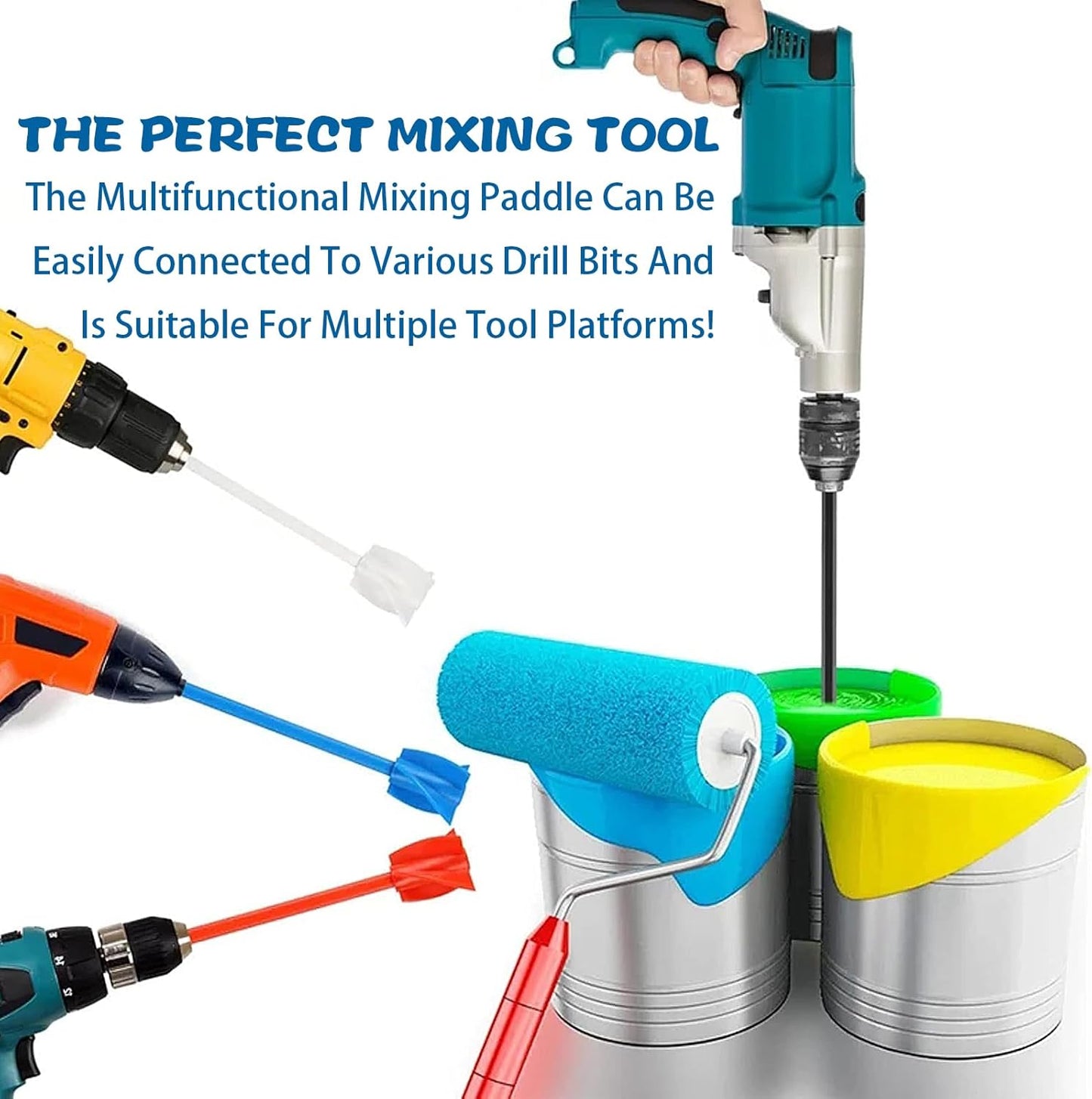 16 Pcs Epoxy Resin Mixer Paddles, Reusable Plastic Mixing Paddle Paint Stirrer for Drill, Multipurpose Helix Drill Mixer Attachment for Mixing Epoxy Resin Paint Silicone Molds, Works with Most Drills