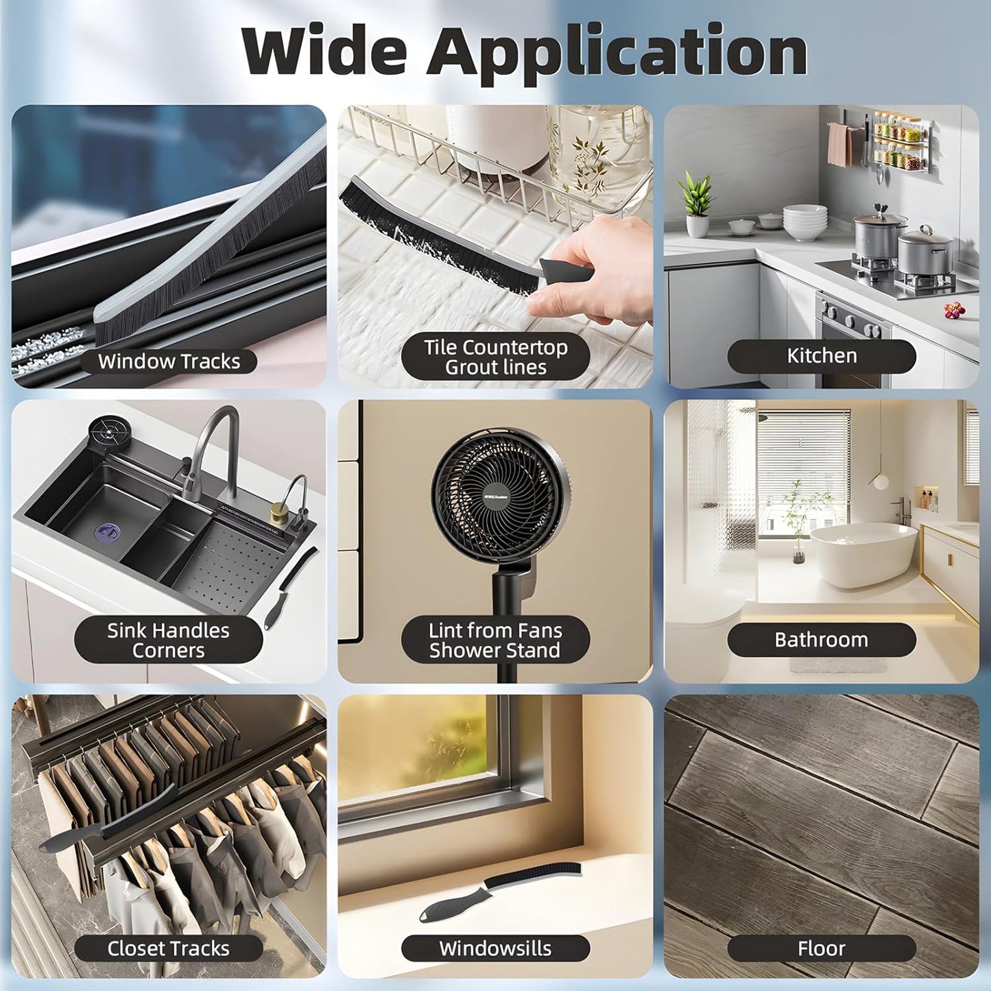 Hard Bristle Crevice Cleaning Brush-Thin Gap Scrub Brush, Small Cleaning Brush, Grout Brush, Kitchen Brush, Cleaning Tools for Toilet, Bathroom, Sink, Home, Household, Window (3, Orange)