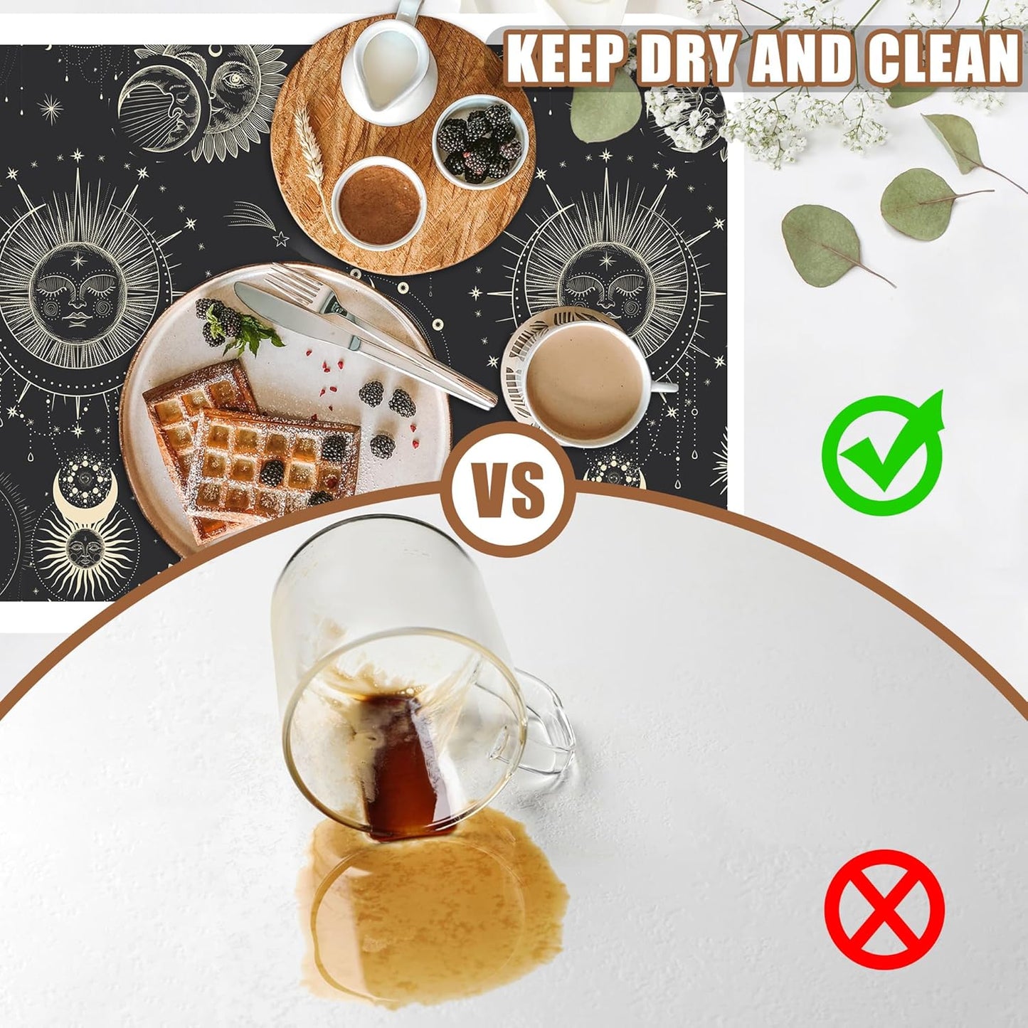 Moon Sun Zodiac Coffee Mat Astrology Dish Drying Mat for Kitchen Counter Absorbent Hide Stain Rubber Backed Coffee Bar Accessories Fit Under Espresso Machine, 15.7 x 23.6 Inch