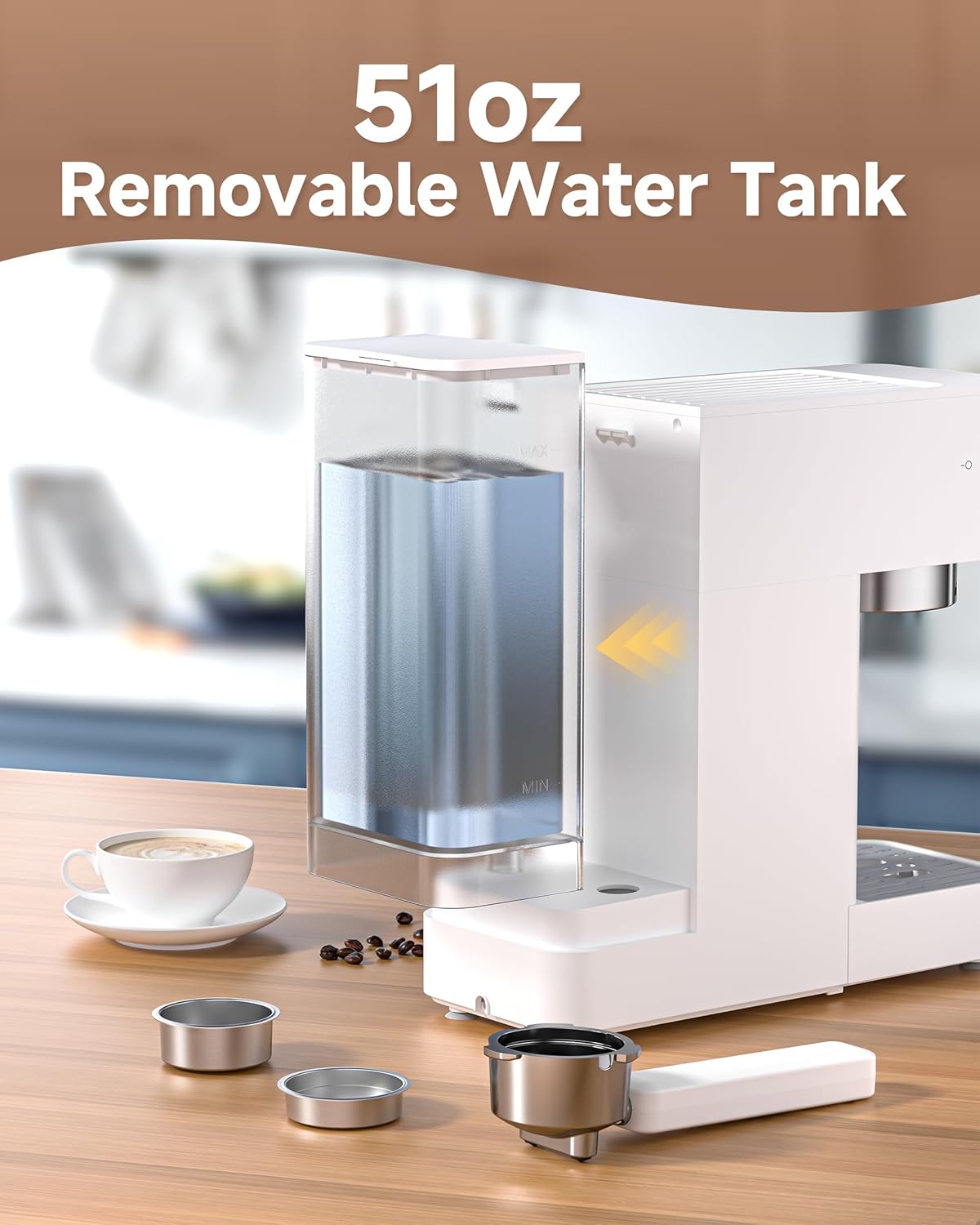 AMZCHEF Espresso Machine 20 Bar, Compact Espresso Maker with Steam Milk Frother, Coffee Maker with 40oz Removable Water Tank for Home, Coffee Machine for Cappuccino, Latte, Americano, 1350W