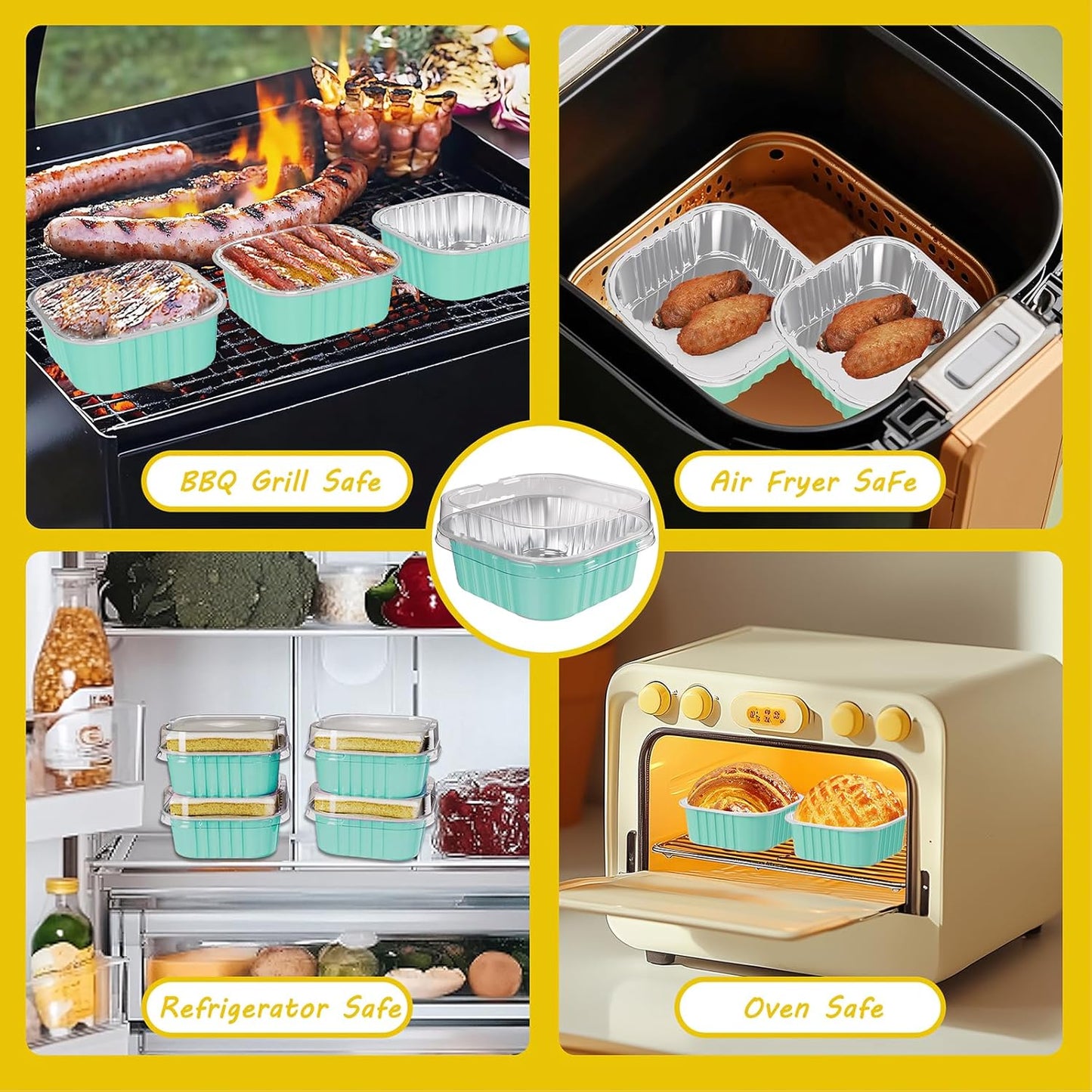 25 Pack Square Mini Cake Pans with Lids,Mini Loaf Pans with Lids,Aluminum Foil Baking Cups,Disposable Ramekins Cupcake Cups,Dessert Cups for Wedding Birthday Party Picnics,5oz (Blue)