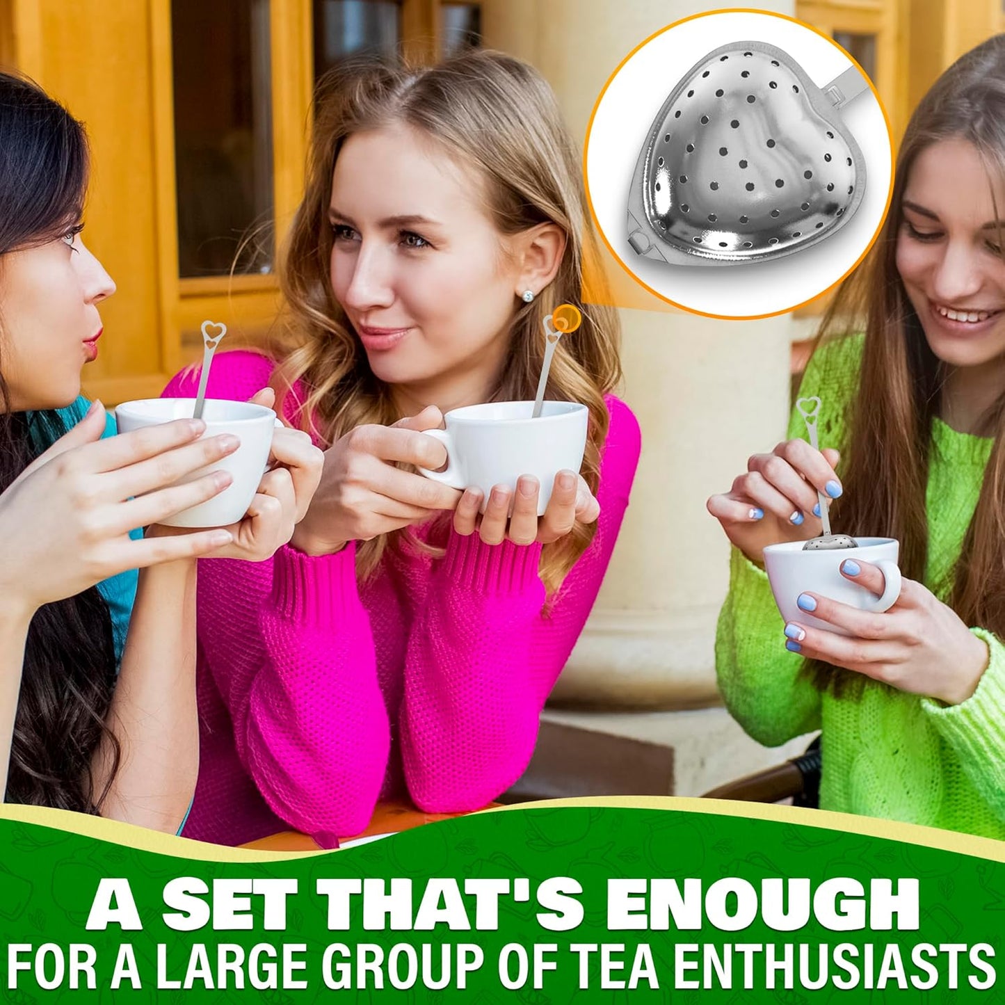 Heart Tea Infuser for Loose Leaf Tea Steeper – 10 Pcs Rust-Resistant Stainless Steel Diffusers with Sturdy Clasp – Easy Brewing, No Loose Leaves, Great for Parties & Gifting