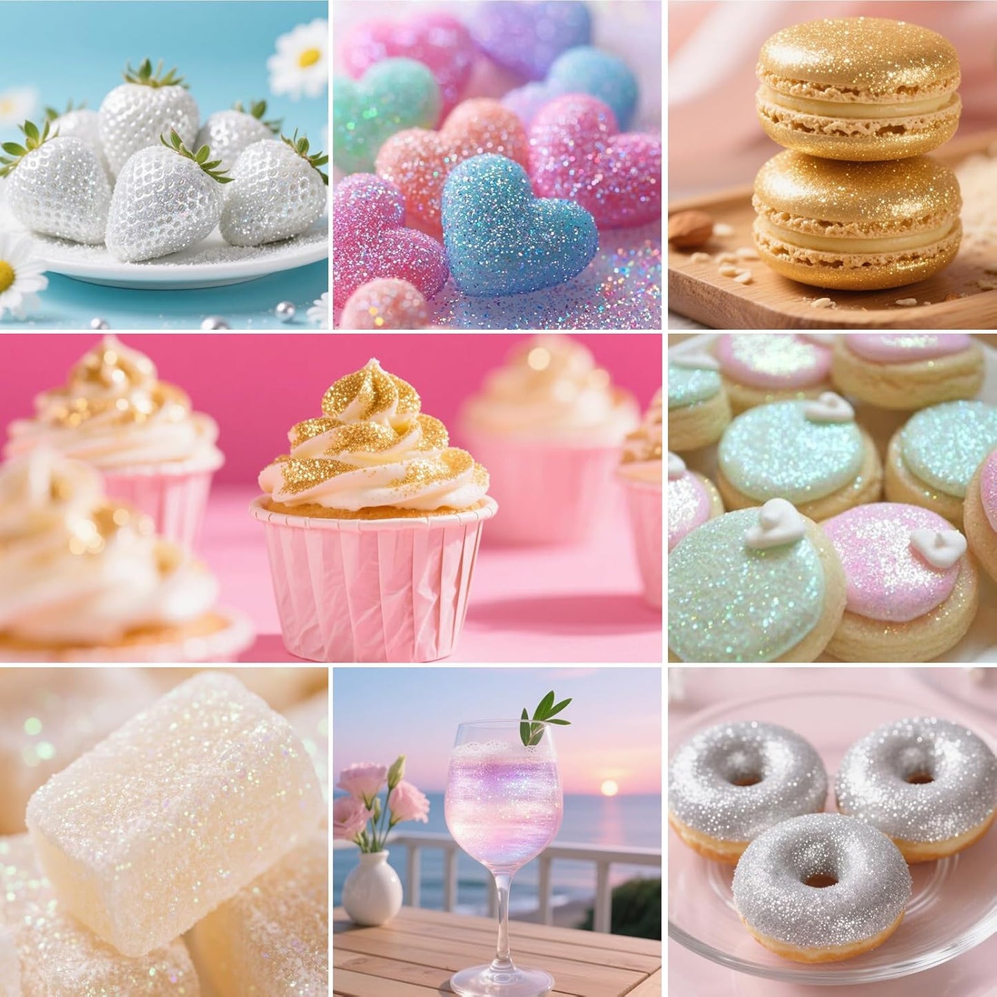 Edible Glitter Spray,Gold & Silver 2 Colors Food Grade Edible Glitter Set for Drink Cake Beverages,Cupcakes,Cake Pops and Cookies Decorating