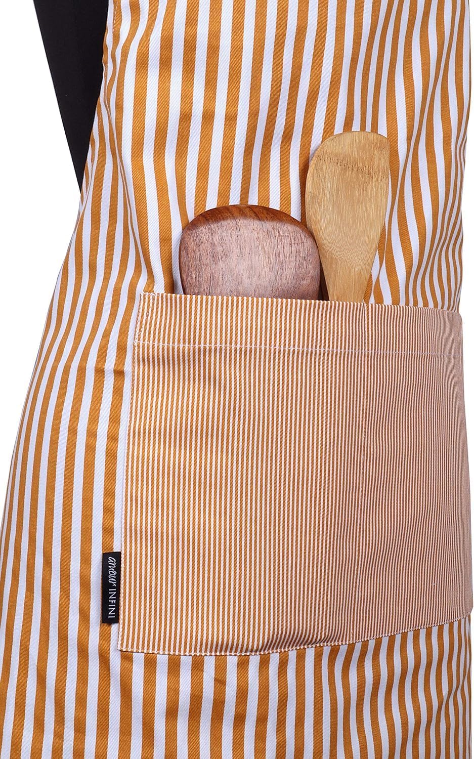 AMOUR INFINI Cotton Aprons for Women with Pockets Adjustable Strap and Waist Ties Washable Printed Aprons for Baking, Cooking, Gardening (Pack of 2- Charcoal & Yellow)