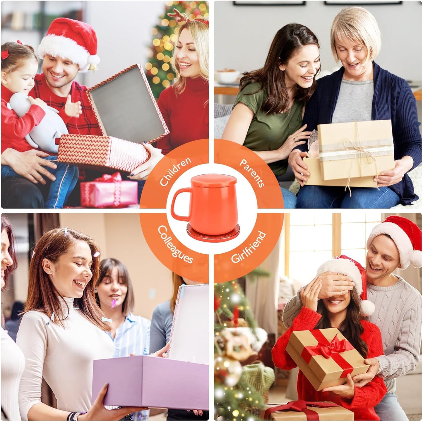 APEKX Self-Heating Ceramic Coffee Mug - Stable 130°F Temperature, 15W Wireless Phone Charging, 12.8 fl oz Capacity - USB-C Enabled. (Tangerine)