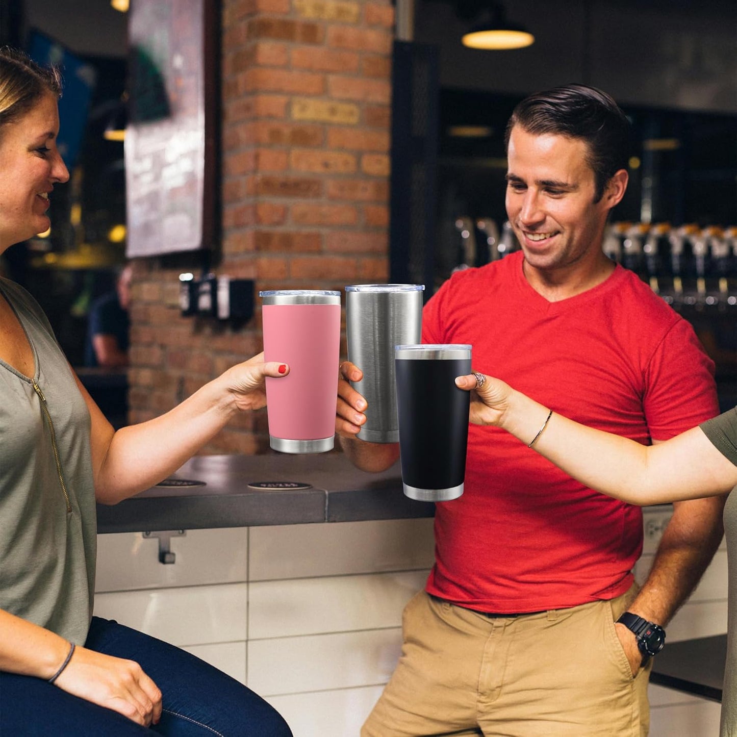 20oz Tumbler Bulk Stainless Steel Tumblers with Lid Vacuum Insulated Double Wall Travel Coffee Mug Powder Coated Tumbler Cup for Hot and Cold Drinks(Pink, 12 pack)