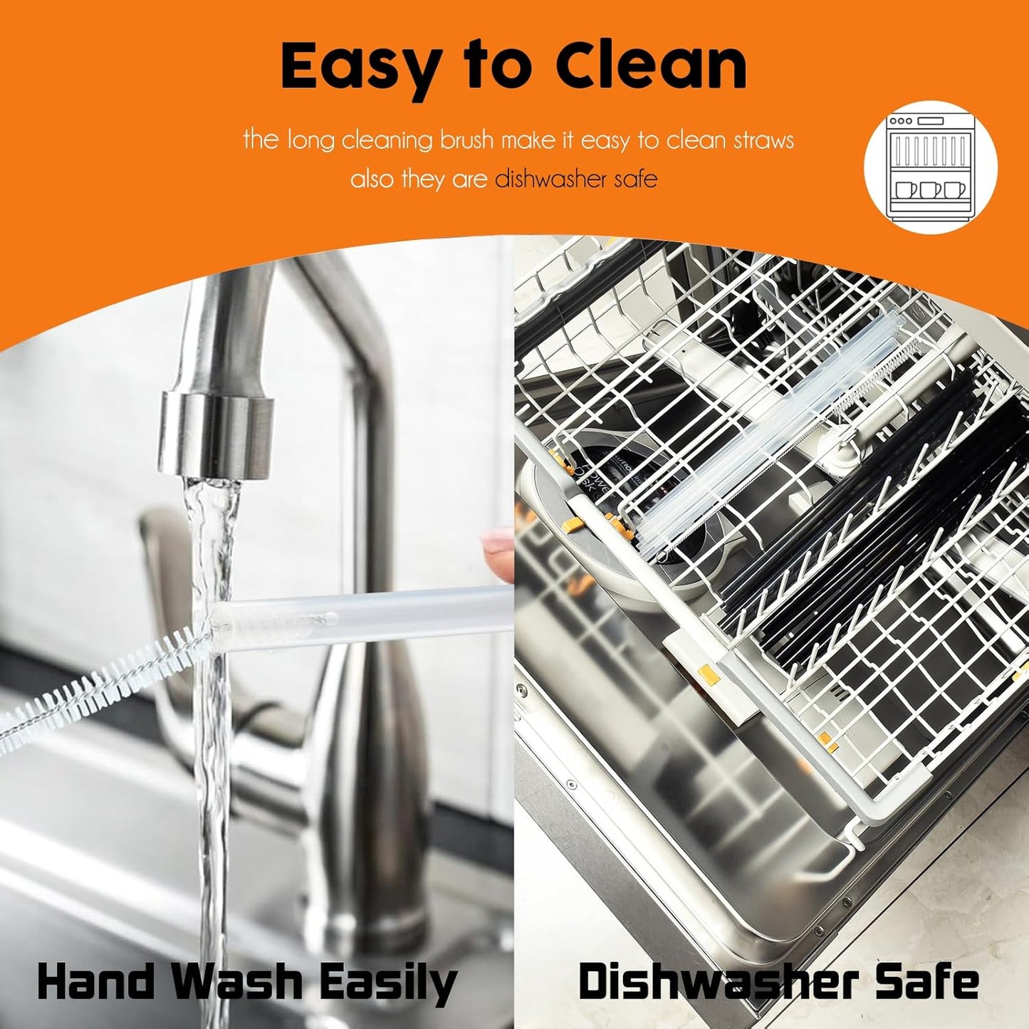 ALINK Clear Replacement Straws for Stanley 20oz 14oz Tumble, 6 Pack Reusable Straws for Stanley Quencher 20oz 14oz Cups with Cleaning Brush, Dishwasher Safe and BPA Free