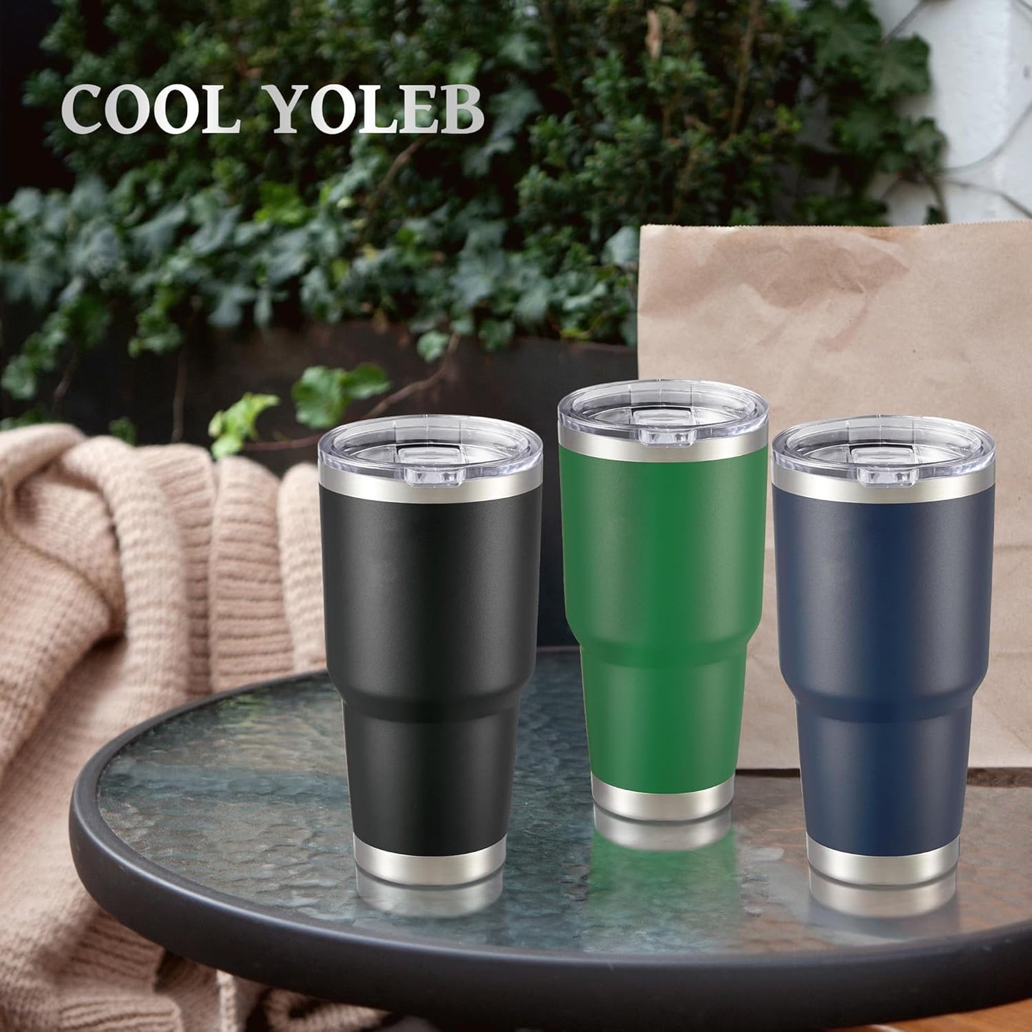 30 oz Tumbler with Lid Stainless Steel Tumblers Bulk Vacuum Insulated Cup Reusable Powder Coated Travel Mug Double Wall Leak Proof Cups Keep Cold Drinks for 12 Hours Dark Green, Set of 12