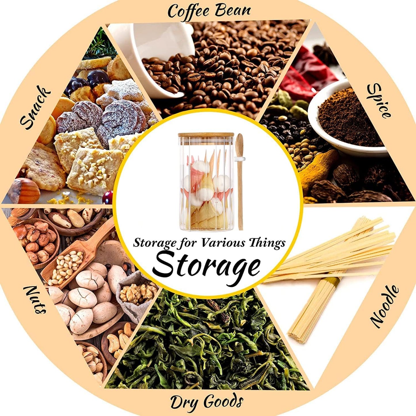 25 FL OZ Large Airtight Glass Jar with Bamboo Spoons Lids Overnight Oats Container Decorative Coffee Bar Food Storage Jar Cereal Nuts Salts Coffee Tea Flour Sugar Container Spice Jar