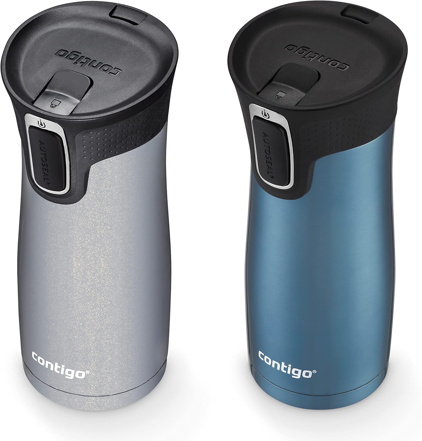 Contigo AUTOSEAL West Loop Vacuum-Insulated Stainless Steel Travel Mug with Easy-Clean Lid 16oz. 2 Pack Dark Ice Gold Morel