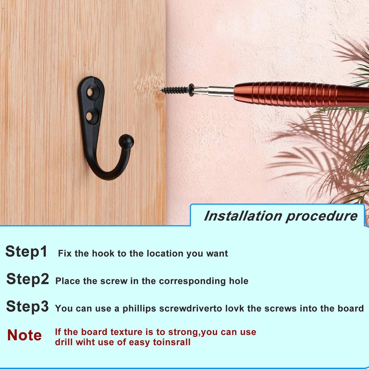 25 Pcs Black Wall Mounted Coat Hooks, Hanger Hook with 50 Pieces Screws for Hanging Hat, Towel, Key, Robe, Coats, Scarf, Bag, Cap, Coffee Cup, Mugs