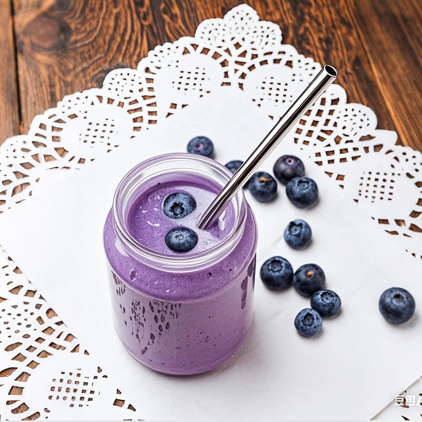 Metal Smoothie Straws Reusable, 0.4'' Extra Wide Stainless Steel Drinking Straws for Milkshake, Smoothie, Thick Beverages, Cleaning Brush