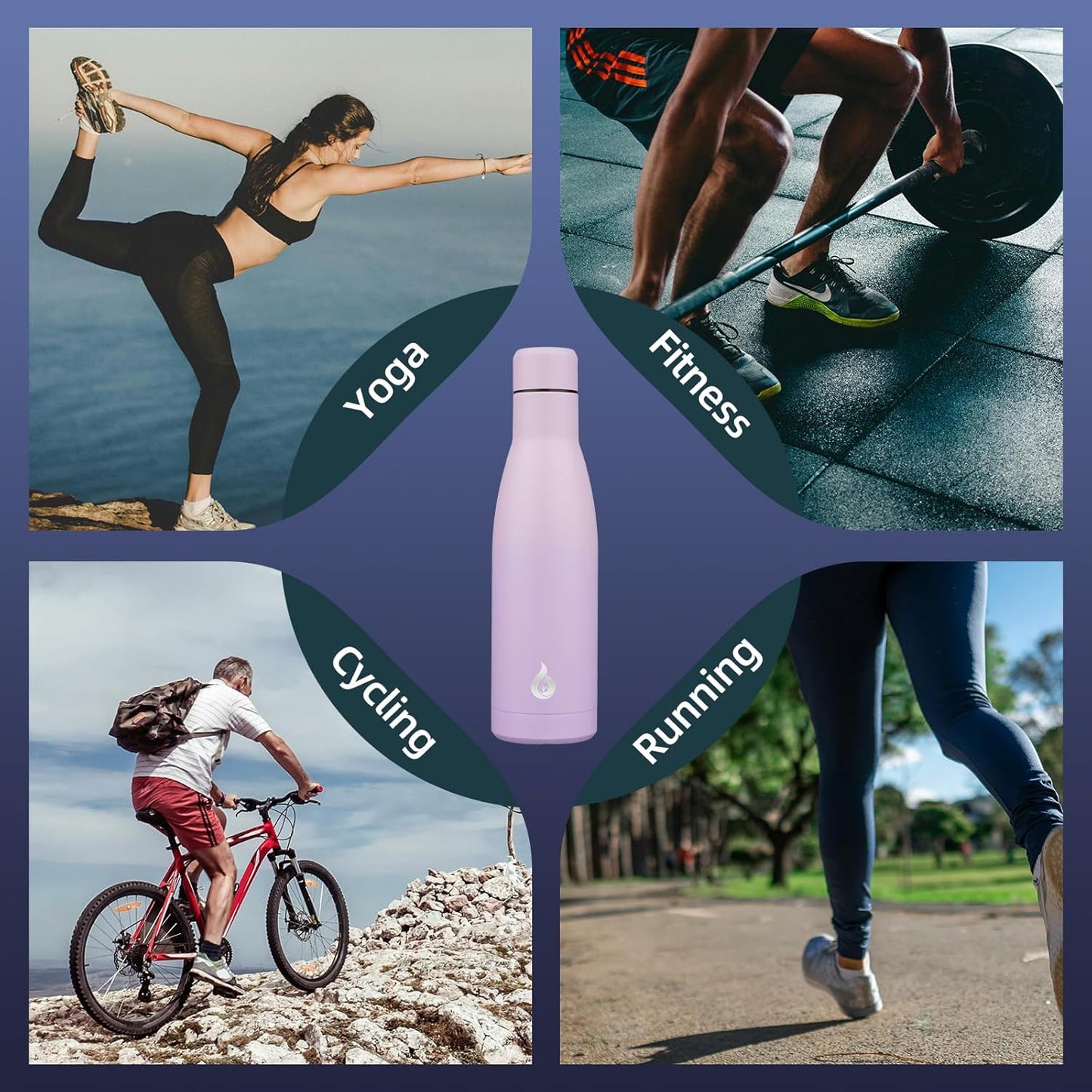 BJPKPK 25oz Insulated Stainless Steel Water Bottles Reusable Metal Travel Sports Water Bottle Keep Cold and Hot,Dreamy Purple