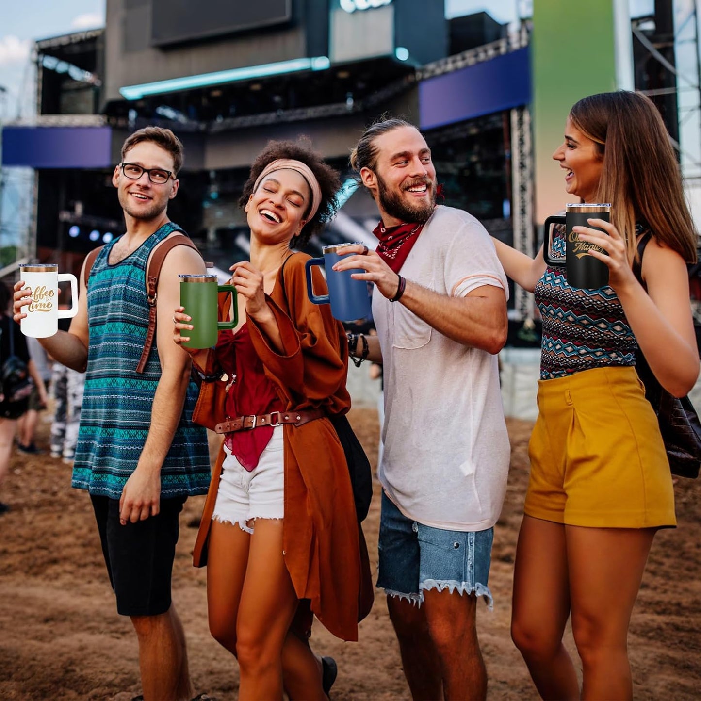 20 oz Insulated Coffee Mug with Lid, Stainless Steel Coffee Tumbler Bulk, Double Wall Vacuum Travel Mug with Handle, Leakproof Powder Coated Coffee Cups for Hot and Cold Drinks (Army Green,1 pack)