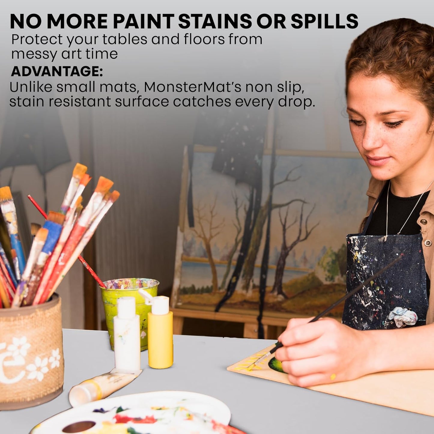 Extra Large Silicone Craft Mat 48x24 Inch โ Heat Resistant Table Protector, Non-Slip Surface for Painting, DIY, Clay, Bakin, Easy Clean, Rolls Up โ Use as Floor or Cutting Mat by MonsterMat