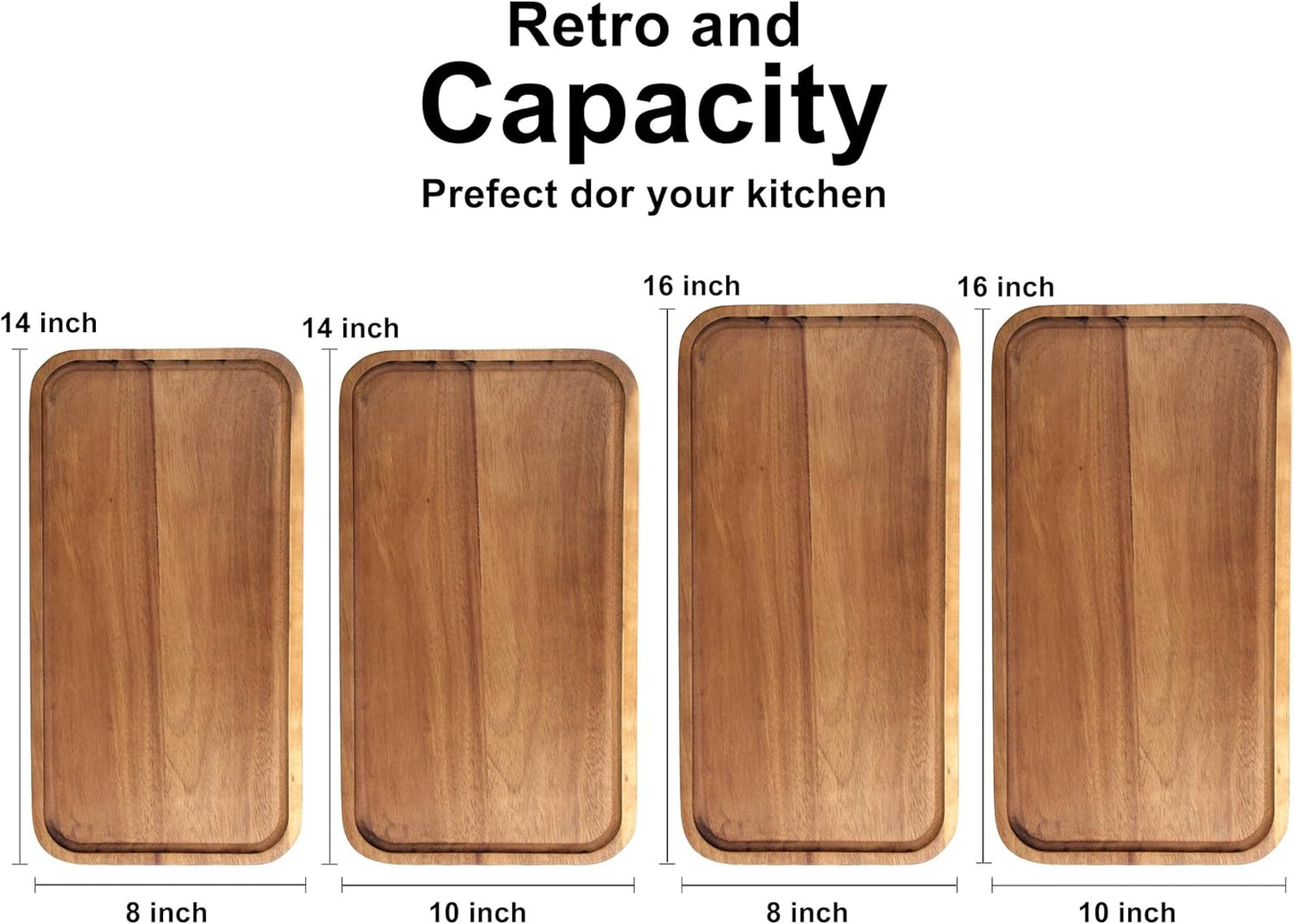 Large Wood Serving Trays Decor Long Charcuterie Cheese Boards Acacia Rectangle Wooden Platters for Food Dish Cookie Snack Appetizer Plates Rectangular Kitchen Dinner Platter Cake Dessert Plate Tray