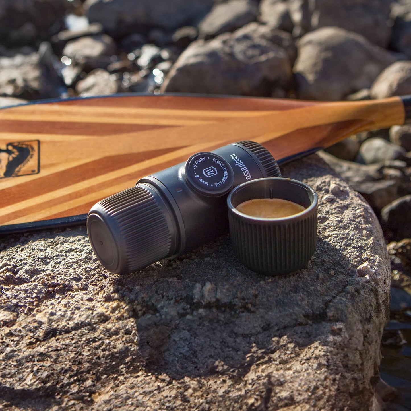 WACACO Nanopresso Portable Espresso Maker Bundled with Protective Case, Mini Travel Coffee Machine, Perfect for Camping, Travel and Office( Black)