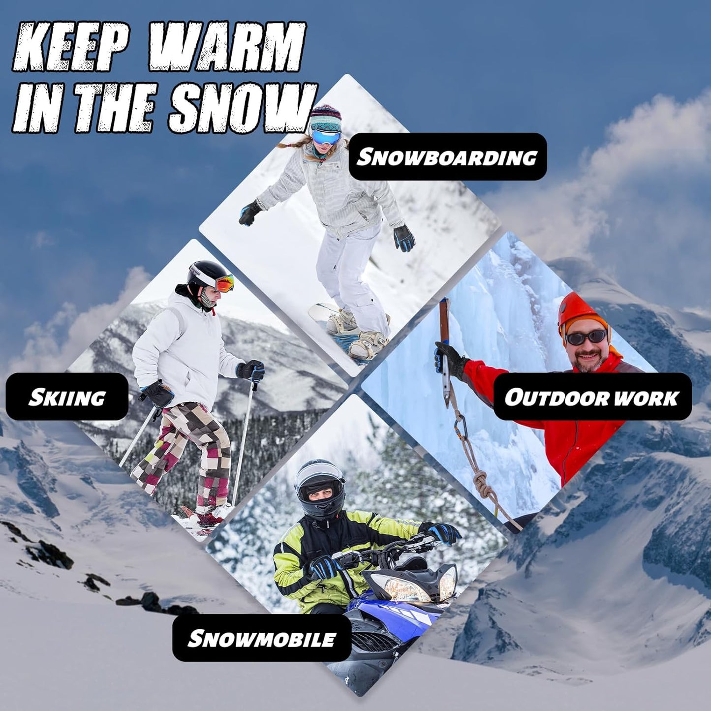 HANDLANDY Insulated Work Gloves Waterproof for Men Women, 3M Thinsulate Ski Gloves Winter Cold Weather Work Gloves Touchscreen (Large, Black)