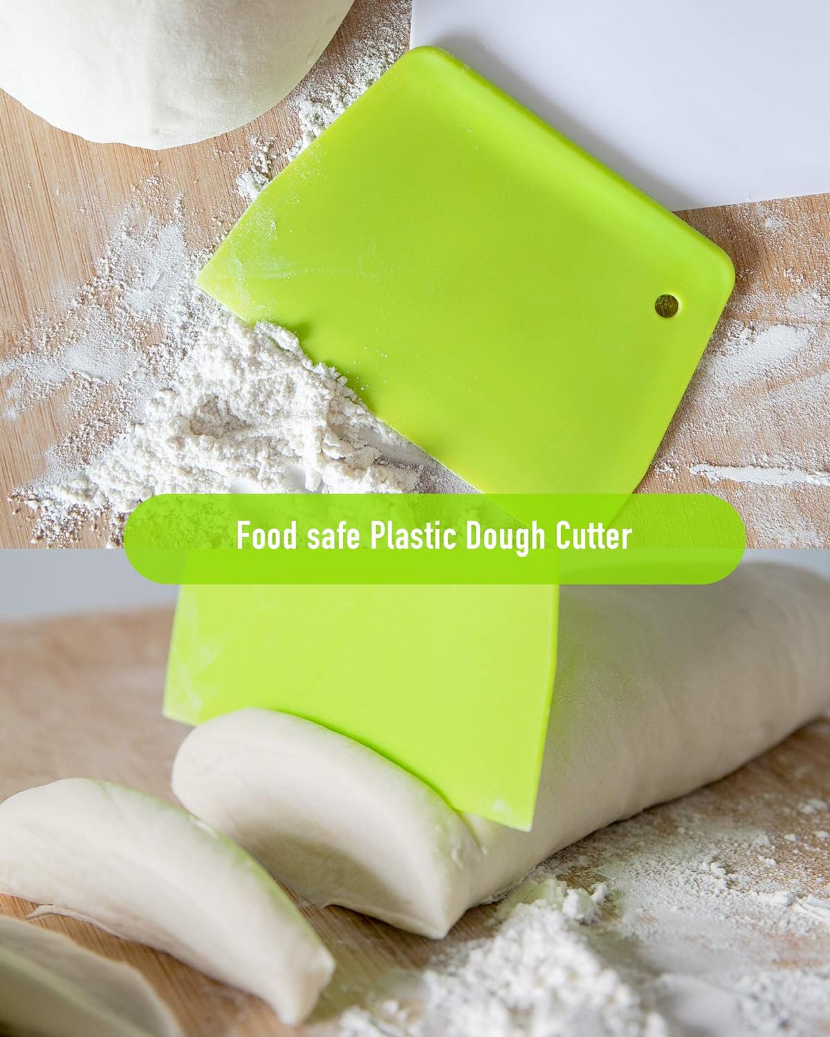(2PCS) Dough Scraper Bowl Scraper ,Food safe Plastic Dough Cutter, Flexible Plastic Scraper Practical Bench Scraper Multipurpose Food Scrappers for Bread Dough Cake Fondant Icing