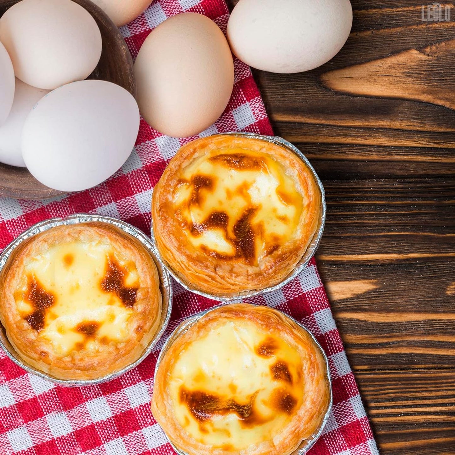 LEGLO 100 Pcs Disposable Egg Tart Tins - 2.9" Aluminum Mini Pie Tins, Quality and Durable Material, Easy to Use and Oven Safe, Moisture and Odor Resistant, Good for Fruit, Pastry, Meat, and Pot Pies