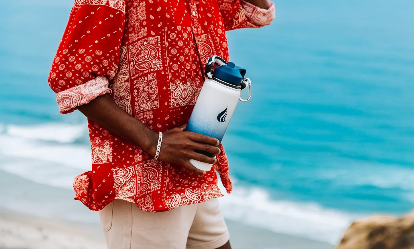 HYDRO CELL Stainless Steel Insulated Water Bottle with Straw - For Cold & Hot Drinks - Metal Vacuum Flask with Screw Cap and Modern Leakproof Sport Thermos for Adults (Navy/White 32oz)