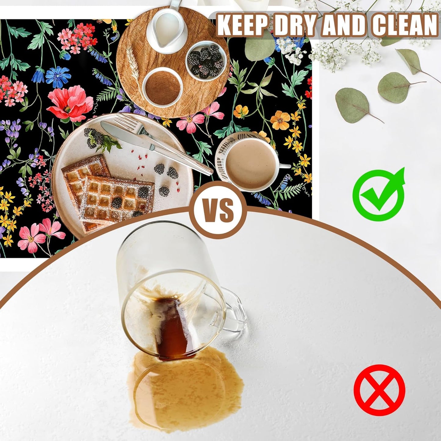 Beautiful Flowers Dish Drying Mat for Kitchen Counter Coffee Mat Hide Stain Absorbent Rubber Backed Drying Rack Pad Espresso Machine Coffee Bar Accessories 15.7 x 23.6 Inch