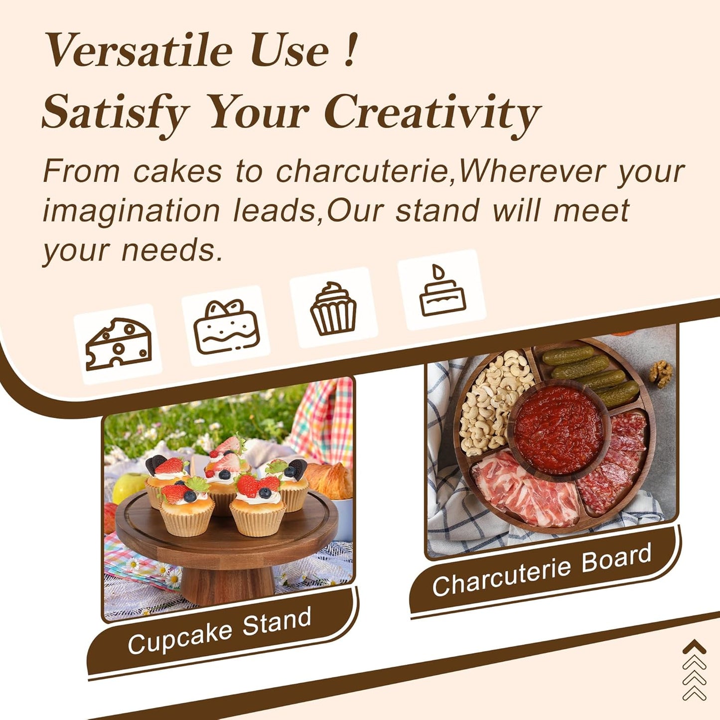 Bellsal Acacia Wood Cake Stand with Lid - 12in Round Cake Holder, 2-in-1 Dessert Table Display Set & Charcuterie Board for Cheese, Chips & Dips, Nachos, Fruit Platter, Large Acrylic Cake Dome Cover