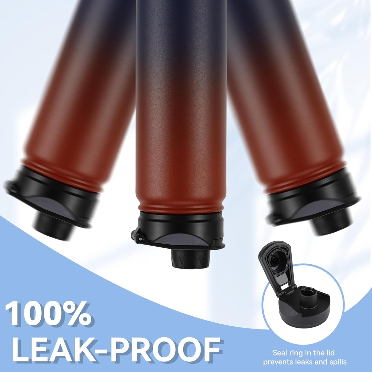 HASLE OUTFITTERS Insulated Water Bottle 22 oz Double Wall Stainless Steel Water Bottle Wide Mouth with Straw Lid & Spout Lid Keeps Cold or Hot(Ruby Purple Gradient,1)