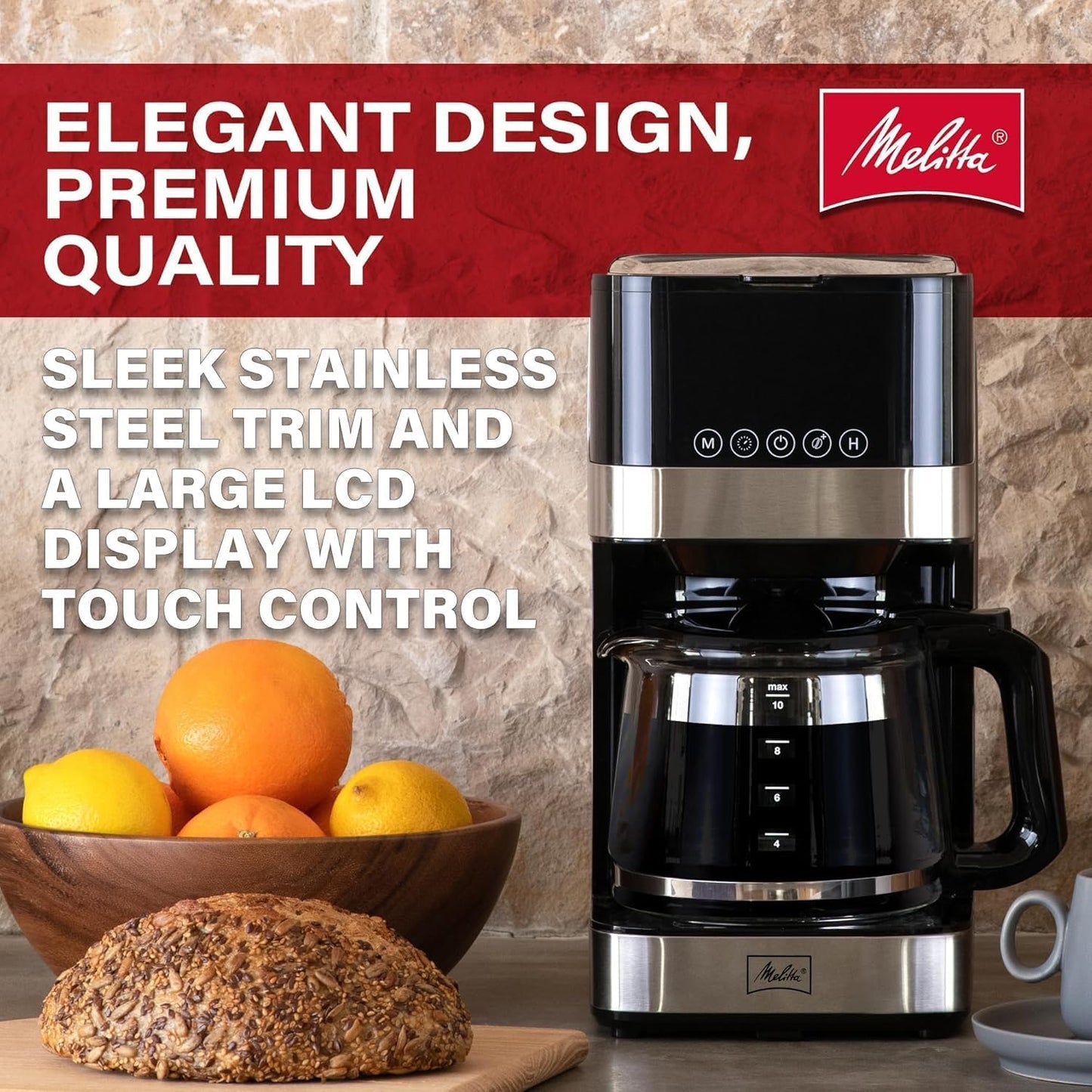 Melitta Aroma Series Programmable Drip Coffee Makers Parent (Aroma Tocco Glass Black 10 Cups)