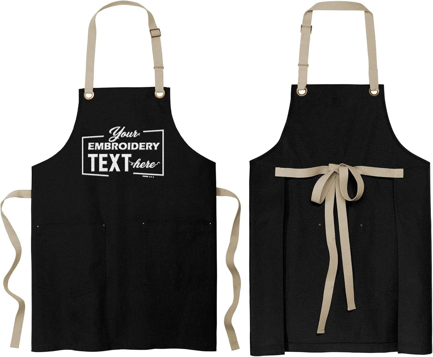 TEEAMORE Custom Embroidered Kitchen Apron Add Your Name Logo Design Cooking Baking Kitchen Chef Apron Gifts