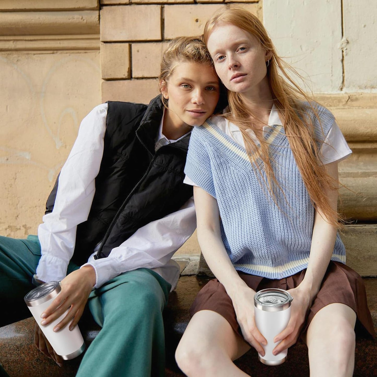 20 oz Tumbler with Lid Stainless Steel Insulated Tumblers Bulk Double Wall Vacuum Cups Powder Coated Travel Mug Keep Drink Cold and Hot, White, 8 Pack