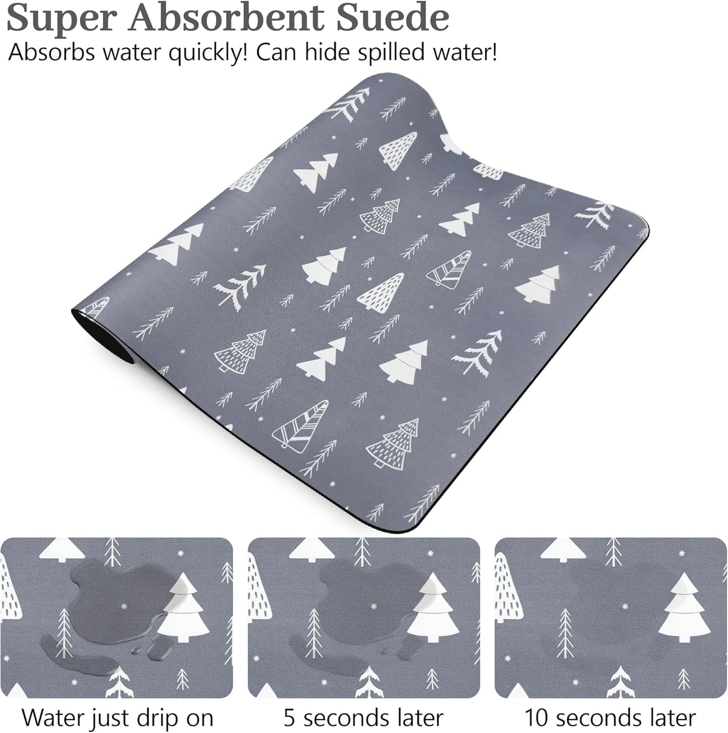 Bloss Christmas Coffee Mat, 16"x24" Absorbent Bar Mat with Waterproof Rubber Back, Fit Under Coffee Maker Machine/Kitchen Counter