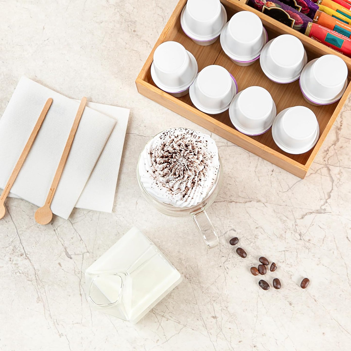 Restaurantware-Forma Professional 11.8 Ounce Glass Coffee Cups, 2 Insulated Coffee Cups With Handle - Dishwashable, Reusable, Clear Double Wall Beverage Tumblers, Freezable, For Hot Or Cold Beverages