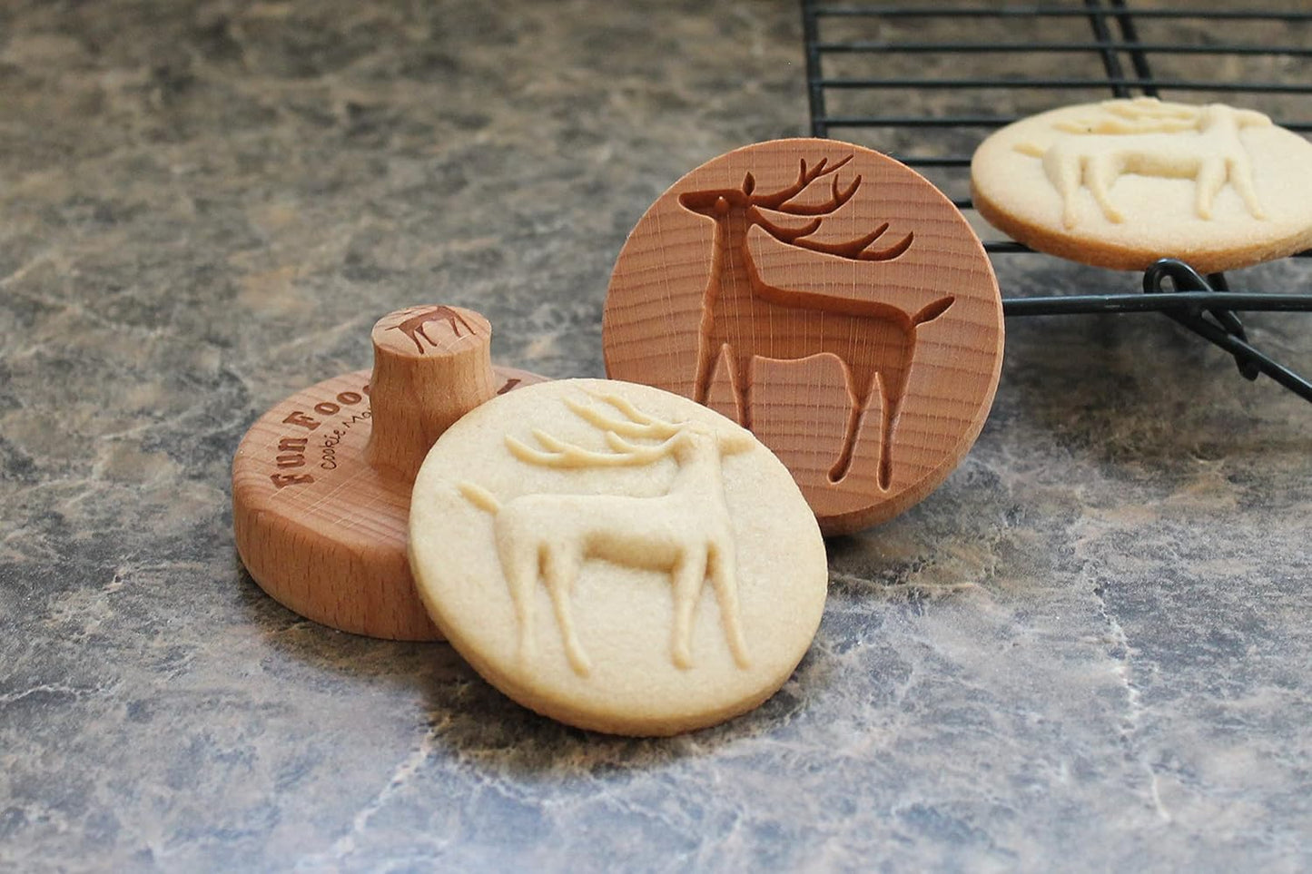 Wood Cookie Stamp, 2.5 Inch (Reindeer CS-050)