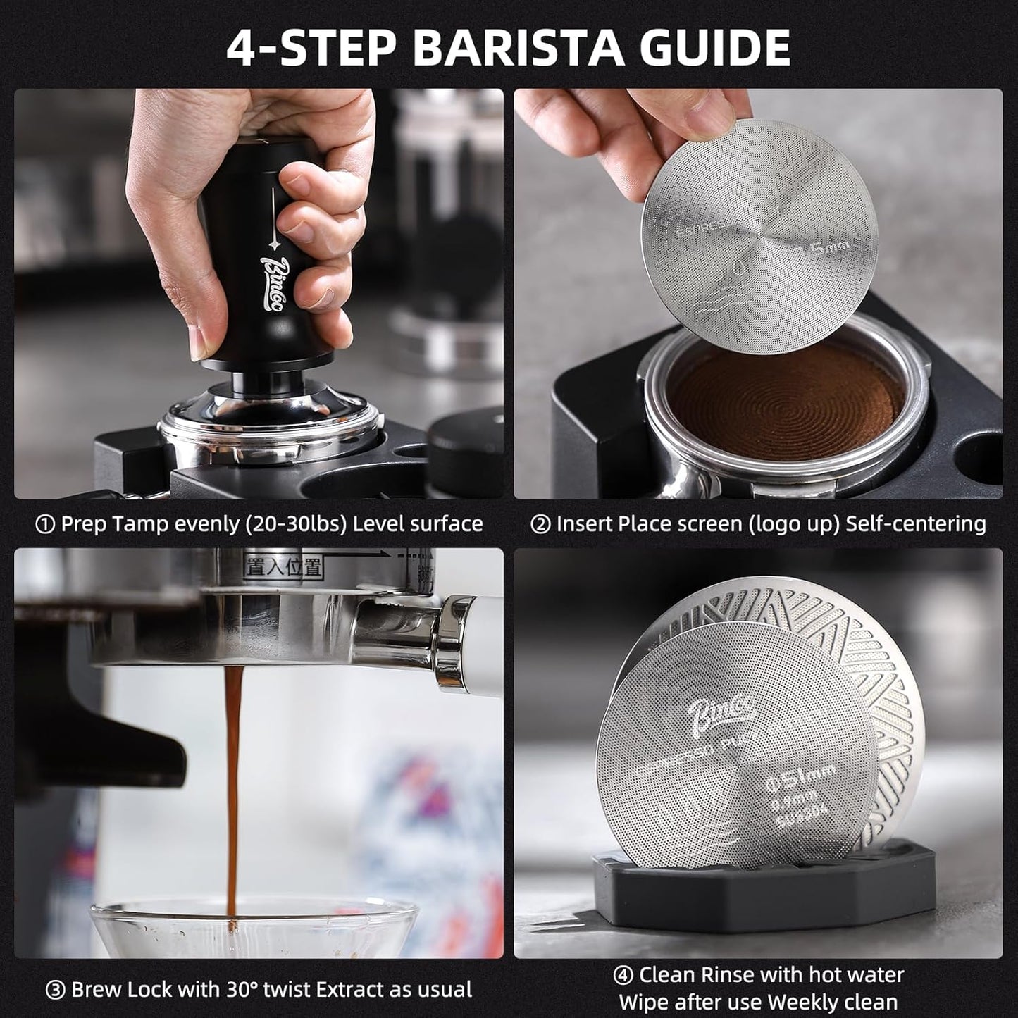 58.5mm Puck Screen - Metal Espresso Puck Screen Reusable Coffee Filter for Espresso Portafilter Filter Basket 58.5mm Thickness 150μm (1pack, 58.5 mm)