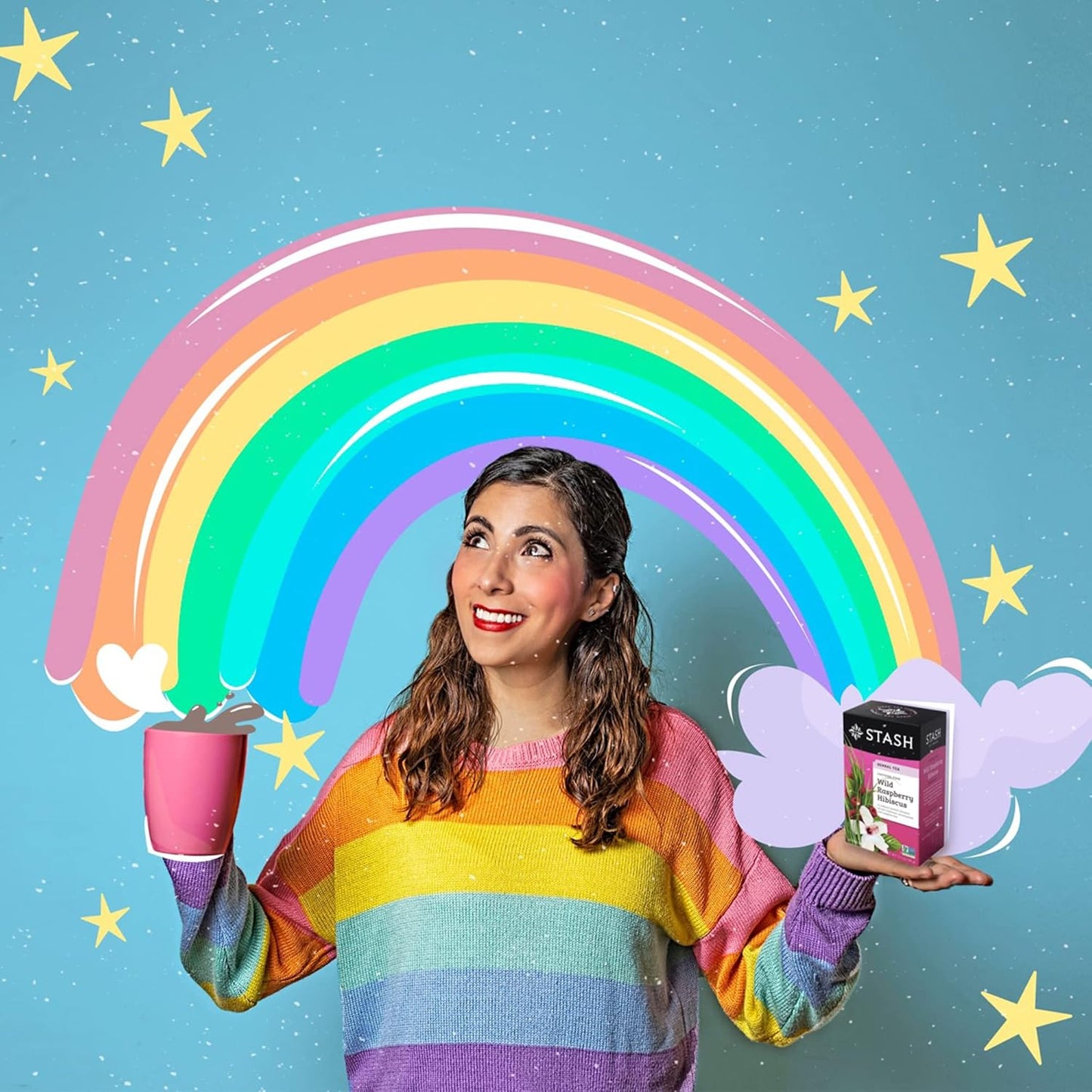 Stash Tea Wild Raspberry Hibiscus Herbal Tea - Naturally Caffeine Free, Non-GMO Project Verified Premium Tea with No Artificial Ingredients, 20 Count (Pack of 6) - 120 Bags Total