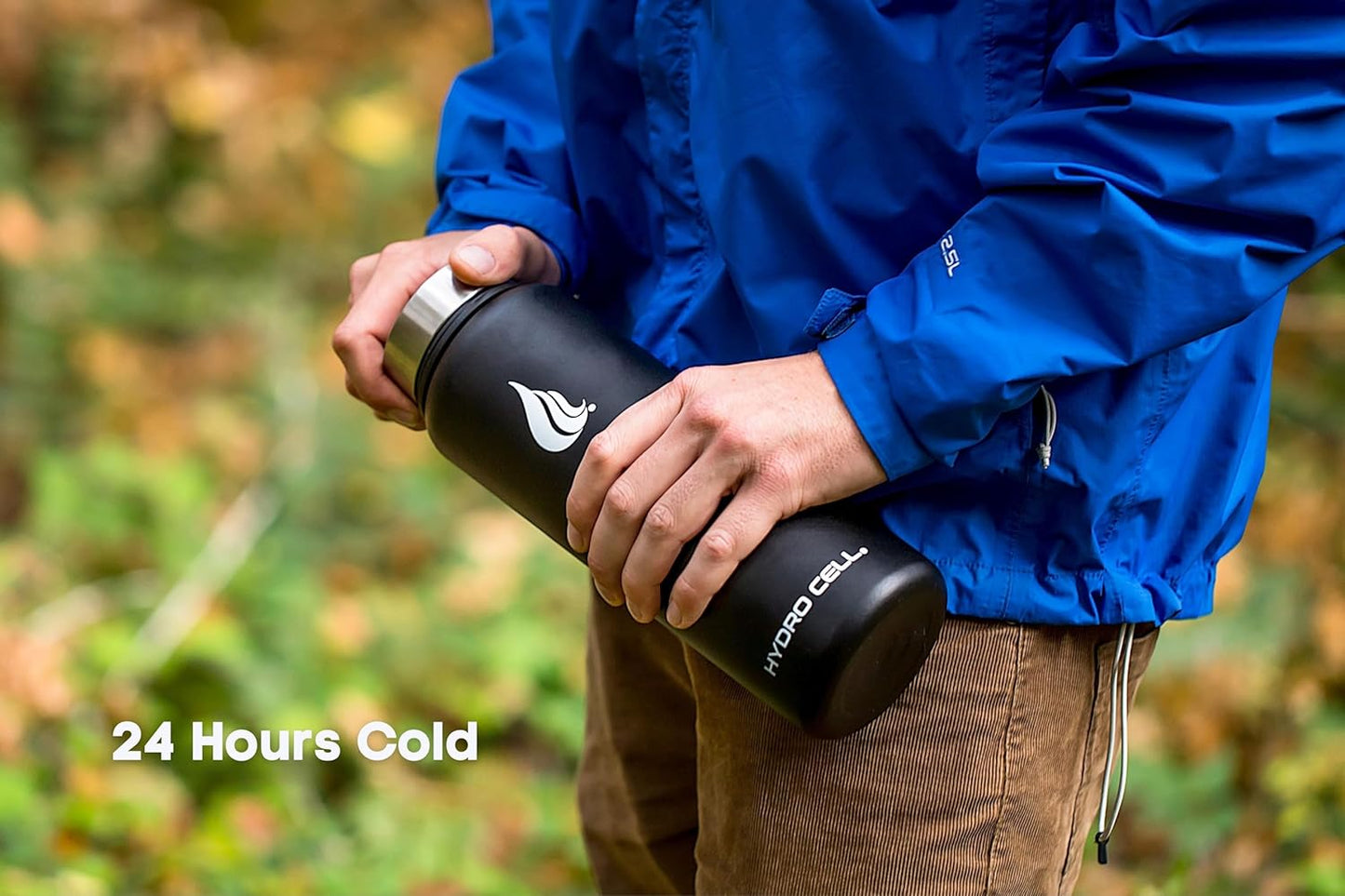 HYDRO CELL Stainless Steel Insulated Water Bottle with Straw - For Cold & Hot Drinks - Metal Vacuum Flask with Screw Cap and Modern Leakproof Sport Thermos for Adults (Black 40oz)