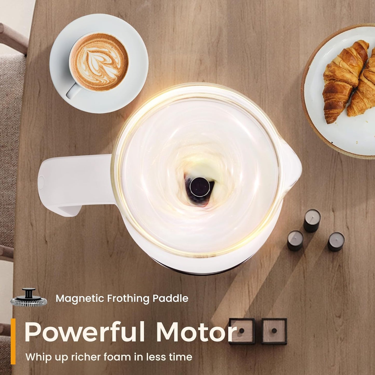 Milk Frother and Steamer, 6 in 1 Milk Steamer and Milk Warmer, 17oz Auto Shut Off Electric Frother with Touch Screen, Hot/Cold Foam Maker for Coffee, Latte, Cappuccino, Hot Chocolate