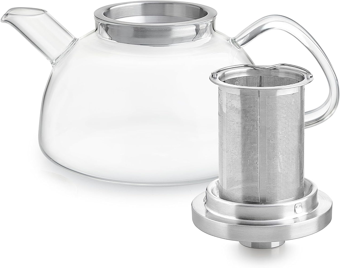 Teabloom Balance Borosilicate Glass Tea Kettle & Teapot – Stovetop-Safe, 40oz – Deep Loose Tea Infuser for Hot & Iced Tea – Elegant & Versatile Design for Tea Connoisseurs