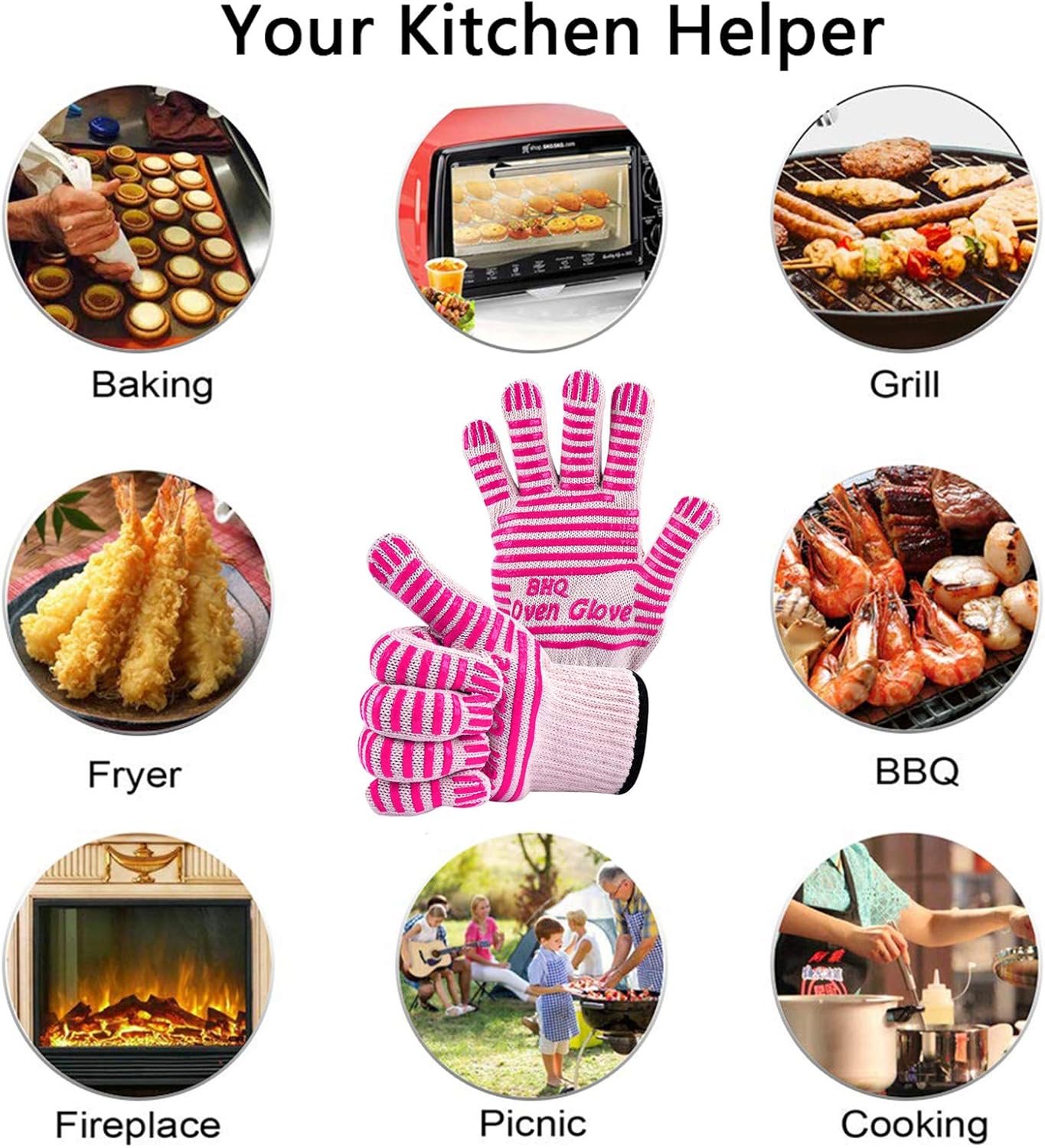 CZSYZCZS Extreme Heat Resistant Oven Gloves - 932F - Cooking Gloves for BBQ, Grilling, Baking,Cutting, Smoker Fireplace
