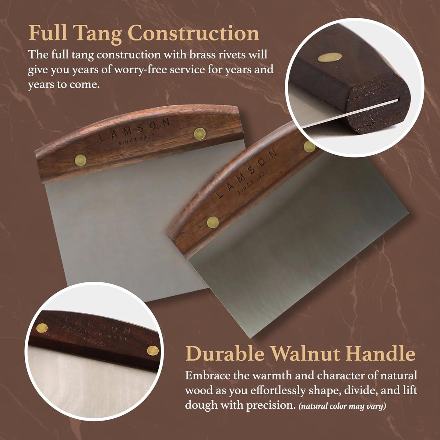 Lamson 3" x 6" Dough (Bench) Scraper with Walnut Handle